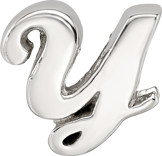 Sterling Silver 925 Script Letter Y Bead with Polished Finish Elegant Design