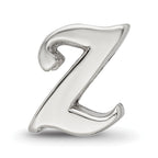 Sterling Silver 925 Script Z Bead with Polished Finish Elegant Design