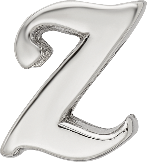 Sterling Silver 925 Script Z Bead with Polished Finish Elegant Design
