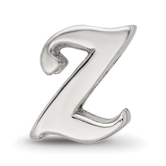 Sterling Silver 925 Script Z Bead with Polished Finish Elegant Design