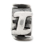 Sterling Silver 925 Antiqued Alphabet Bead with Letter I, Casted Solid Design