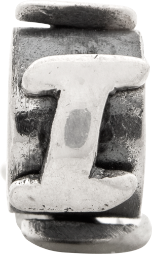 Sterling Silver 925 Antiqued Alphabet Bead with Letter I, Casted Solid Design