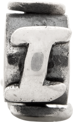 Sterling Silver 925 Antiqued Alphabet Bead with Letter I, Casted Solid Design