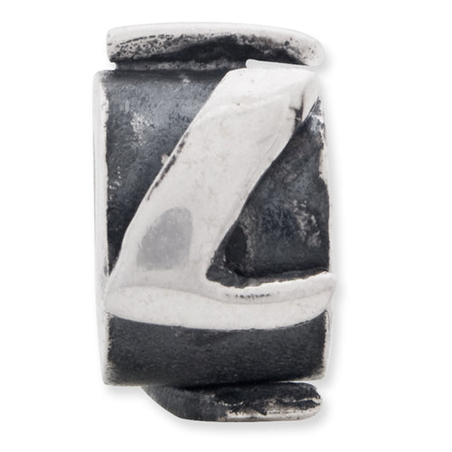 Sterling Silver 925 Antiqued Letter L Bead Solid Cast for Charm Bracelets