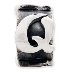 Sterling Silver 925 Antiqued Letter Q Bead for Personalized Jewelry
