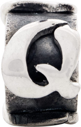 Sterling Silver 925 Antiqued Letter Q Bead for Personalized Jewelry