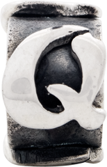 Sterling Silver 925 Antiqued Letter Q Bead for Personalized Jewelry