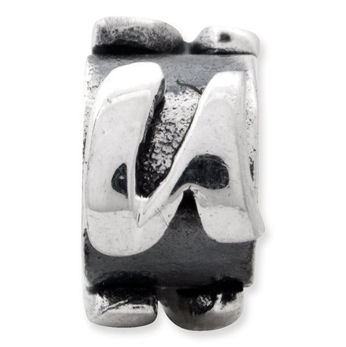 Sterling Silver 925 Antiqued Letter U Bead  Solid Casted Elegance