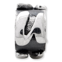 Sterling Silver 925 Antiqued Letter U Bead  Solid Casted Elegance