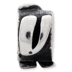 Sterling Silver 925 Antiqued Letter V Bead Casted Solid Elegant Design