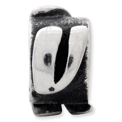 Sterling Silver 925 Antiqued Letter V Bead Casted Solid Elegant Design