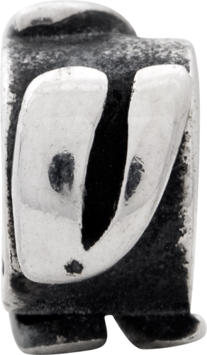 Sterling Silver 925 Antiqued Letter V Bead Casted Solid Elegant Design