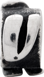Sterling Silver 925 Antiqued Letter V Bead Casted Solid Elegant Design