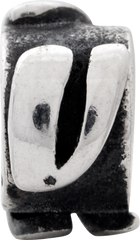 Sterling Silver 925 Antiqued Letter V Bead Casted Solid Elegant Design