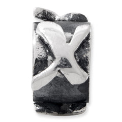 Sterling Silver 925 Antiqued Letter X Bead Solid Casted for Custom Jewelry