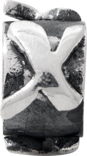 Sterling Silver 925 Antiqued Letter X Bead Solid Casted for Custom Jewelry