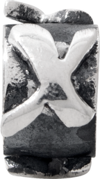 Sterling Silver 925 Antiqued Letter X Bead Solid Casted for Custom Jewelry