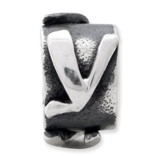 Sterling Silver 925 Antiqued Letter Y Bead Solid Alphabet Charm by Sophia Jewelers