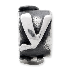 Sterling Silver 925 Antiqued Letter Y Bead Solid Alphabet Charm by Sophia Jewelers