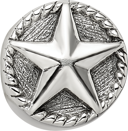 Sterling Silver 925 Antiqued Star Bead Solid Casted Themed Design