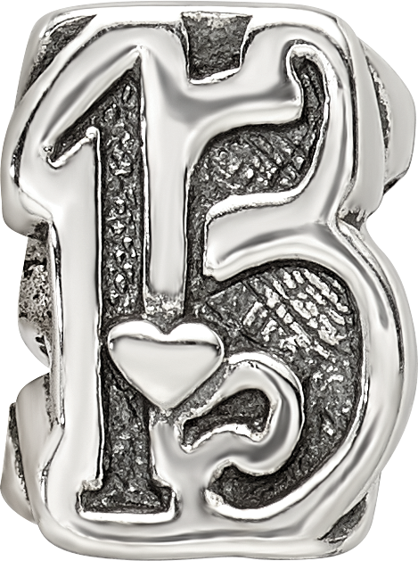 Sterling Silver 925 Sweet 15 Bead with Antiqued Finish Solid Elegant Design