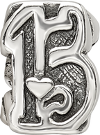 Sterling Silver 925 Sweet 15 Bead with Antiqued Finish Solid Elegant Design