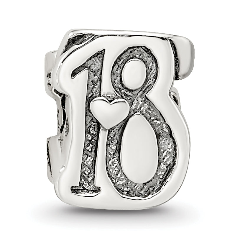Sterling Silver 925 Sweet 18 Bead with Antiqued Finish Solid Refined Design