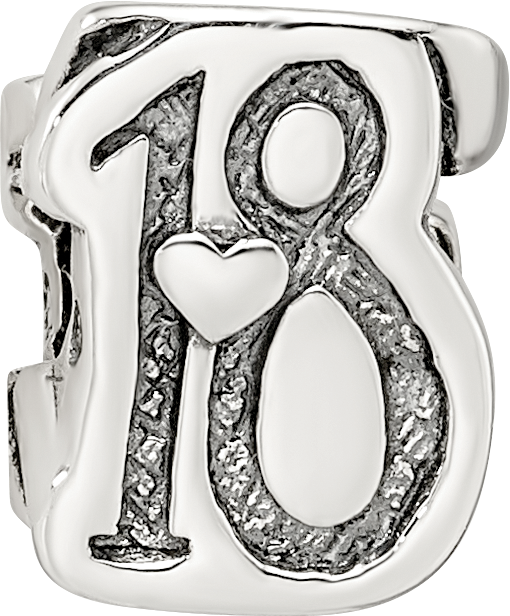 Sterling Silver 925 Sweet 18 Bead with Antiqued Finish Solid Refined Design