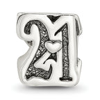 Sterling Silver 925 Sweet 21 Bead with Antiqued Finish  Solid and Gift Ready