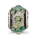 Sterling Silver 925 Purple Dichroic Glass Bead with Antiqued Finish