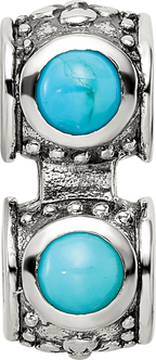 Sterling Silver 925 Antiqued Turquoise Bead with 4 Gemstones
