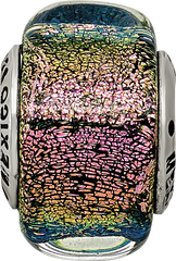 Sterling Silver Reflections Purple Dichroic Glass Square Bead