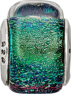 Sterling Silver 925 Green Dichroic Glass Triangle Bead Antiqued Finish Elegant Charm