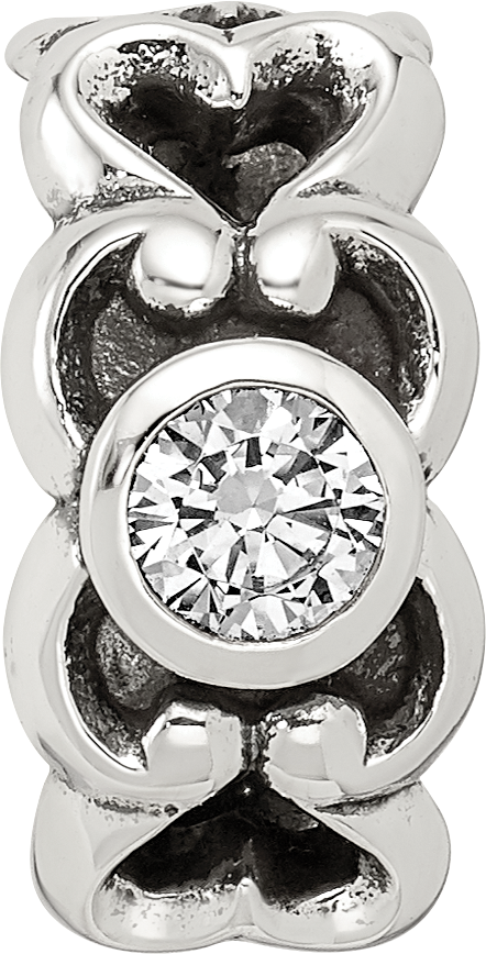 Sterling Silver 925 Antiqued CZ Connector Bead with Vintage Elegance