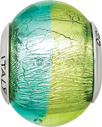 Italian Murano Glass Bead in Sterling Silver, Green & Blue