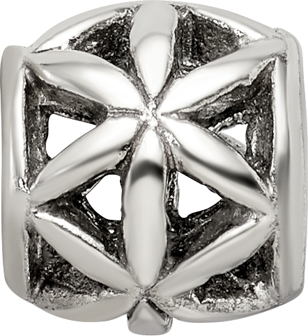 Sterling Silver 925 Floral Cut-Out Bali Bead with Antique Finish