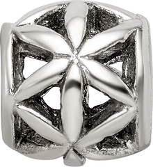 Sterling Silver 925 Floral Cut-Out Bali Bead with Antique Finish