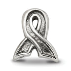 Sterling Silver 925 Awareness Ribbon Bead with Antiqued Finish and Solid Design