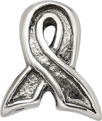 Sterling Silver 925 Awareness Ribbon Bead with Antiqued Finish and Solid Design