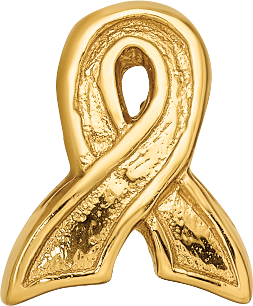 Sterling Silver Gold-Plated Awareness Ribbon Bead with Polished Finish