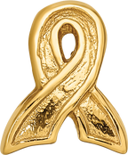 Sterling Silver Gold-Plated Awareness Ribbon Bead with Polished Finish