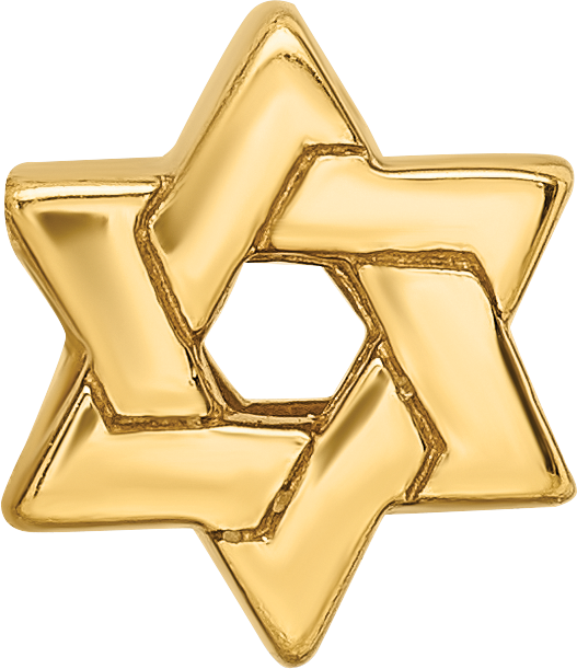 Sterling Silver Gold-Plated Star of David Bead with Polished Finish and Timeless Symbolism