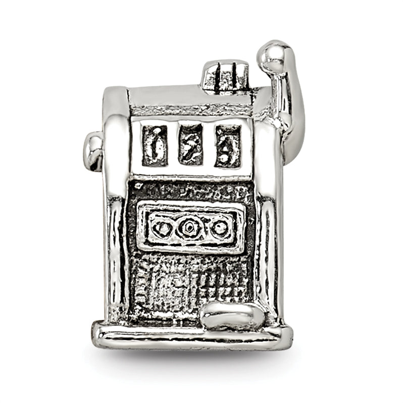**Sterling Silver 925 Slot Machine Bead with Antiqued Finish  A Lucky Vintage Charm**