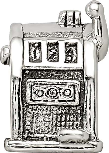 Sterling Silver 925 Slot Machine Bead with Antiqued Finish  A Lucky Vintage Charm
