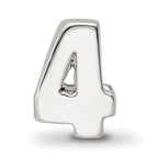 Sterling Silver 925 Number 4 Bead with Polished Finish, Solid & Elegant Design