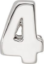 Sterling Silver 925 Number 4 Bead with Polished Finish, Solid & Elegant Design