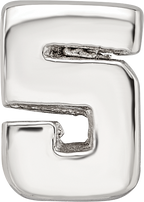 Sterling Silver 925 Polished Numeral 5 Bead with Sleek Timeless Design