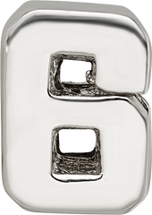 Sterling Silver Number 6 Bead with Polished Finish  Solid, Casted Design