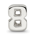 Sterling Silver 925 Number 8 Bead with Polished Finish Solid Design