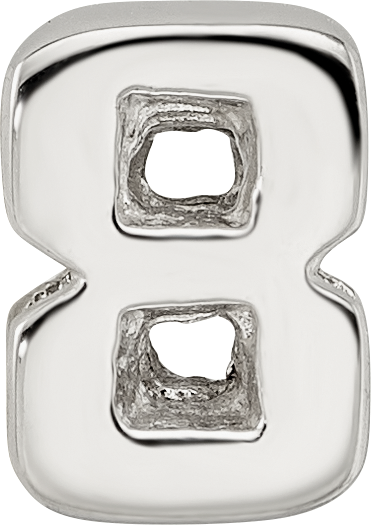 Sterling Silver 925 Number 8 Bead with Polished Finish Solid Design